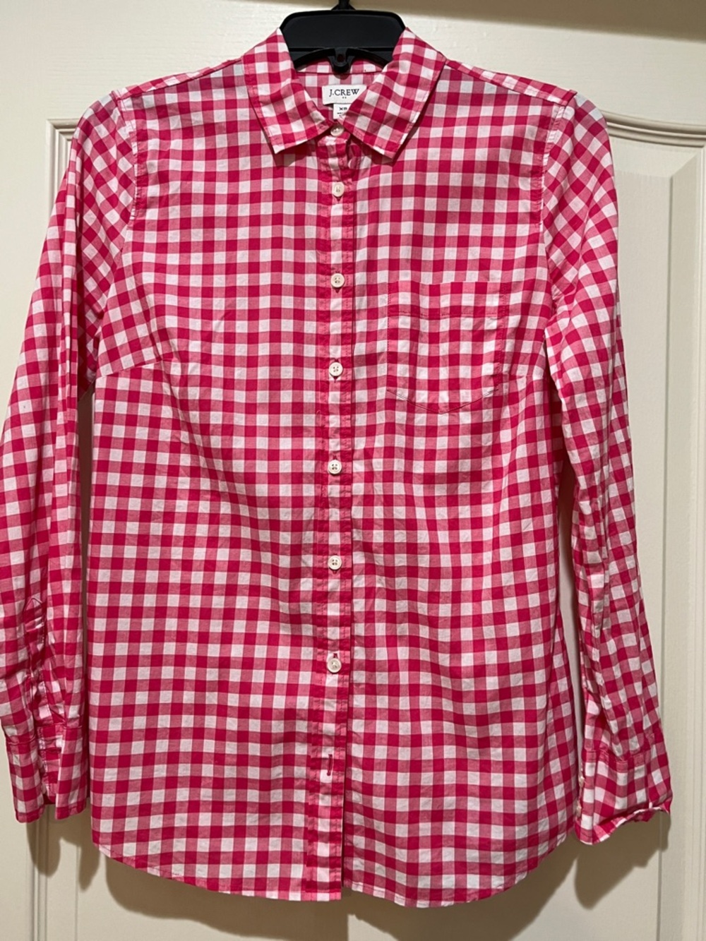 J. Crew Pink and White Gingham Button-Down Shirt